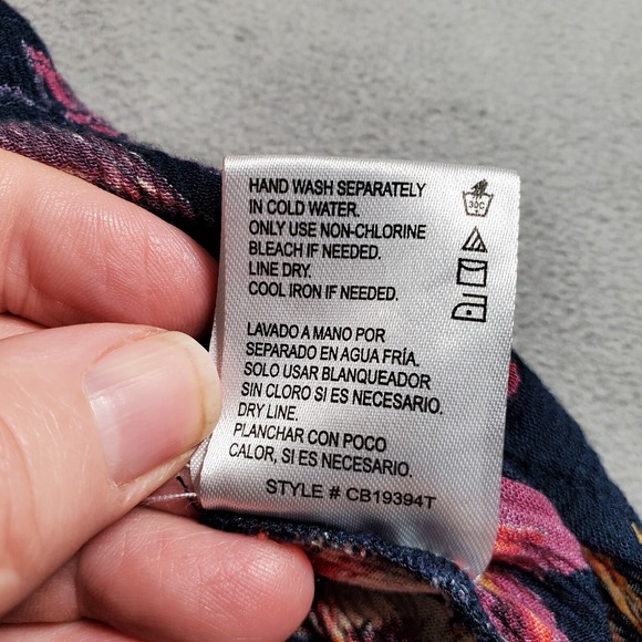 Y2K Babydoll Cami Top S Blue Pink Floral Smocked Ruffle Boho Patrons of‎ Peace - Picture 7 of 7